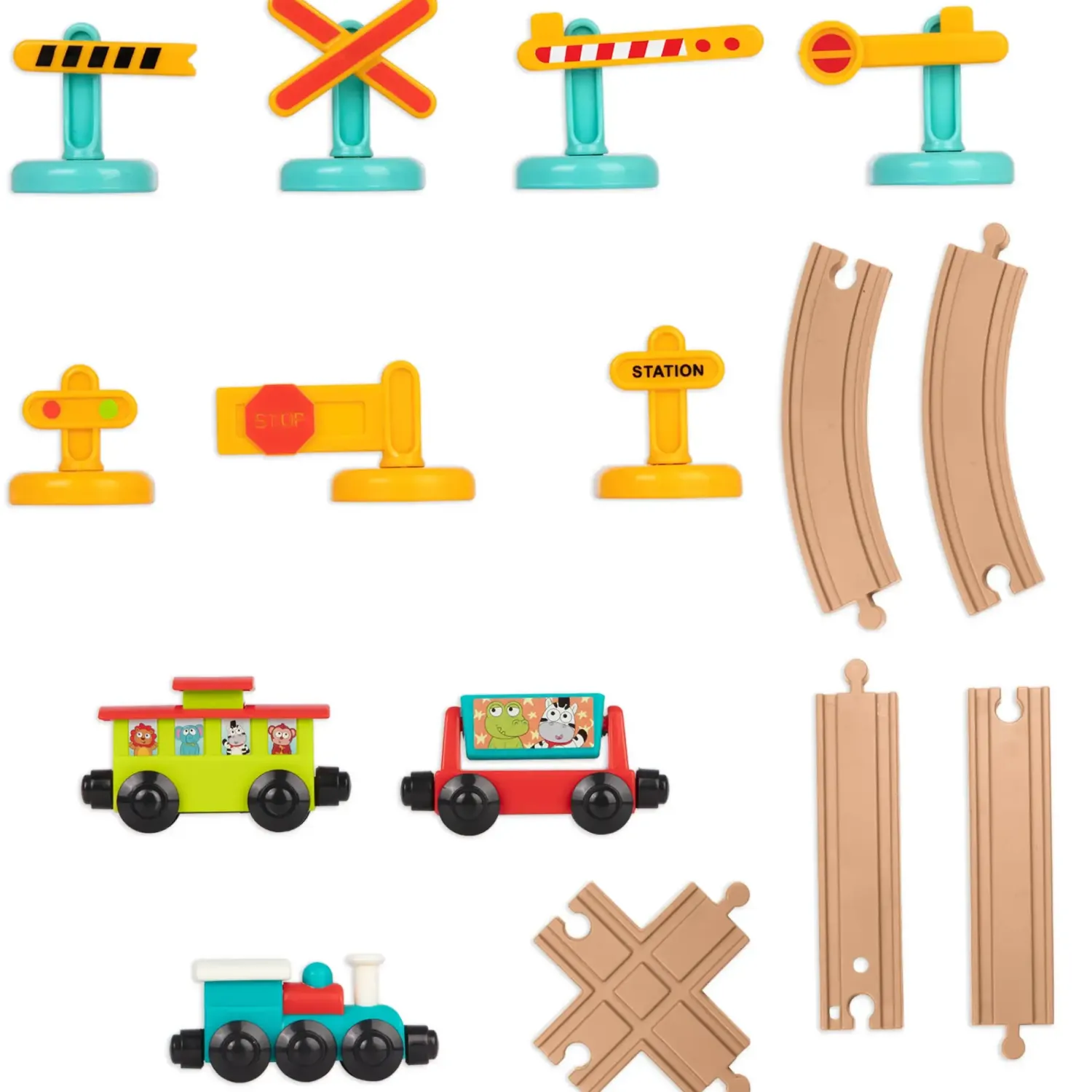 3 Lata +|4 Lata + | Battat All Aboard – kolejka z torami i znakami 29 el., magnetyczne wagony 2+
