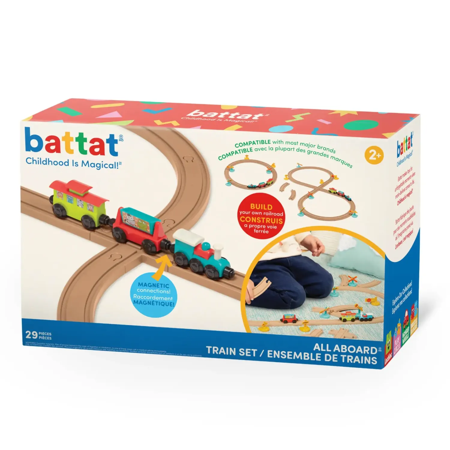 3 Lata +|4 Lata + | Battat All Aboard – kolejka z torami i znakami 29 el., magnetyczne wagony 2+