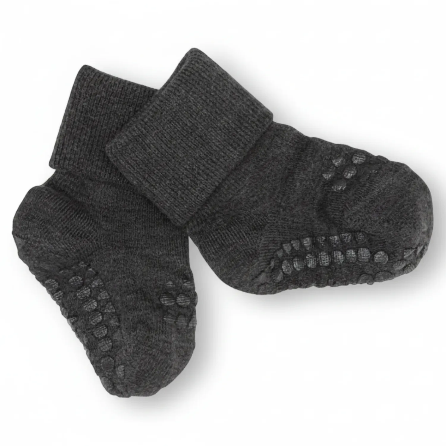 Pomoc W Raczkowaniu|Małe Stópki | GoBabyGo Antypoślizgowe skarpetki do nauki chodzenia BAMBOO Dark Grey Melange