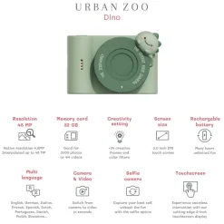 Idealne W Podróży|8 Lat+ | The Zoofamily Aparat cyfrowy dla dzieci Urban Zoo - Dino Green