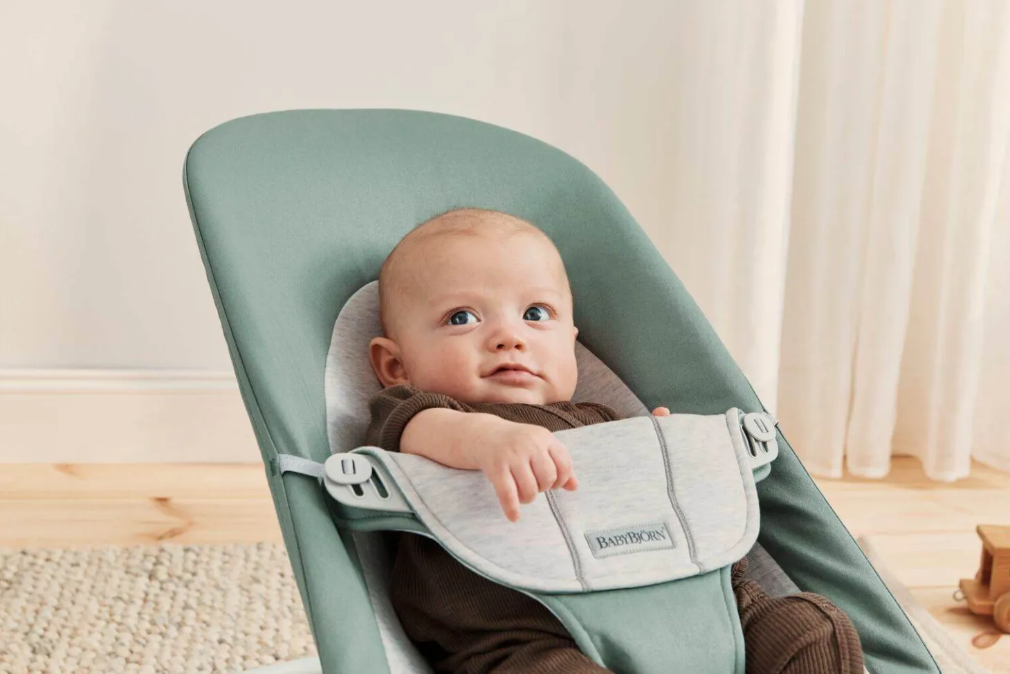 BABYBJORN - leżaczek BALANCE SOFT WOVEN JERSEY, light sage - grey