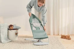 BABYBJORN - leżaczek BALANCE SOFT WOVEN JERSEY, light sage - grey
