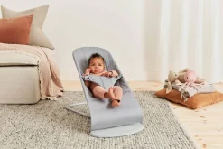BABYBJORN - leżaczek BLISS WOVEN, Petal Quilt, Jasnoszary