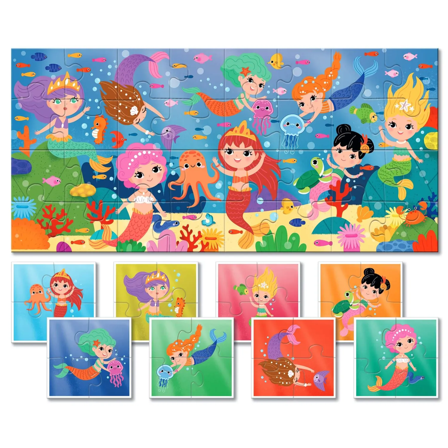 2 Lata +|Puzzle | Ludattica Baby puzzle - dwustronne puzzle dla najmłodszych - SYRENKI