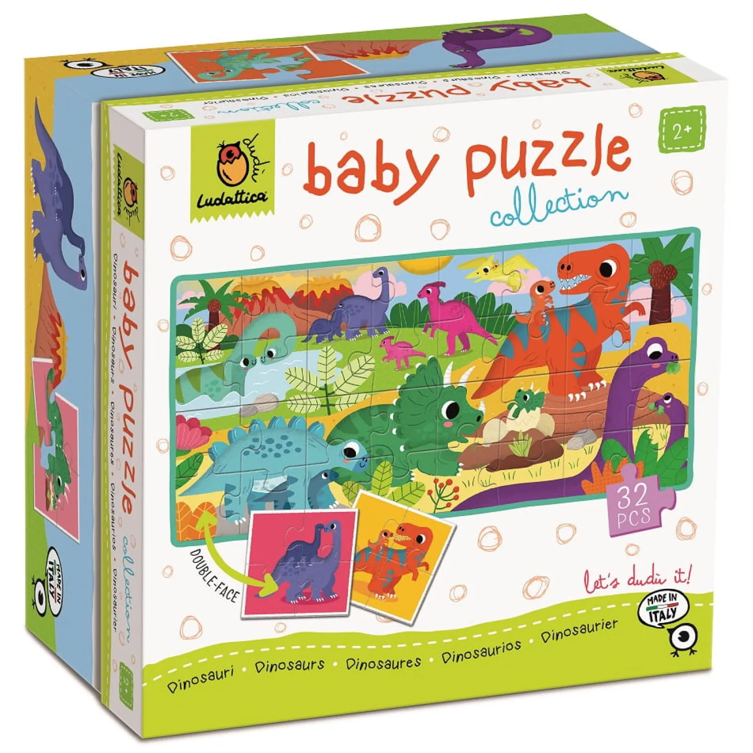 2 Lata +|Puzzle | Ludattica Baby puzzle - dwustronne puzzle dla najmłodszych - DINOZAURY