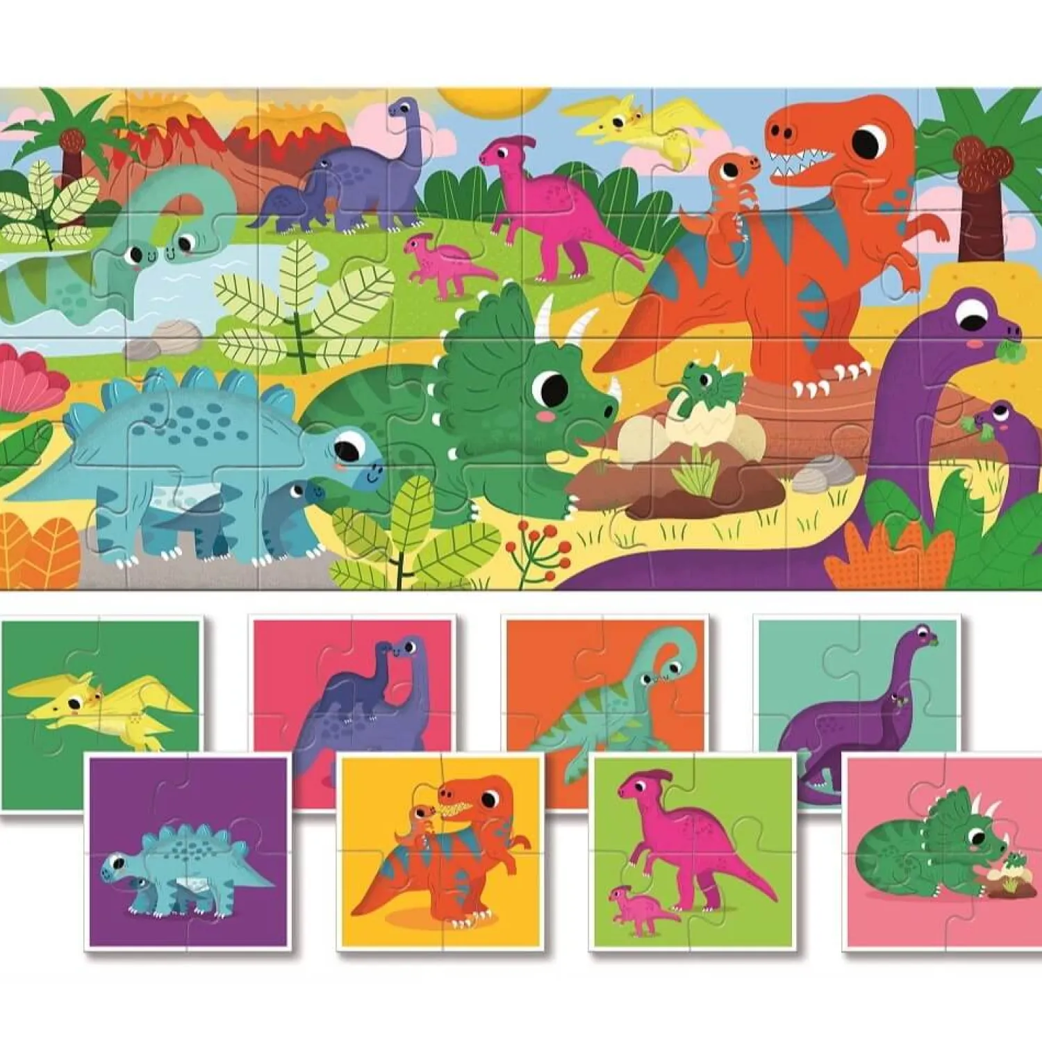 2 Lata +|Puzzle | Ludattica Baby puzzle - dwustronne puzzle dla najmłodszych - DINOZAURY