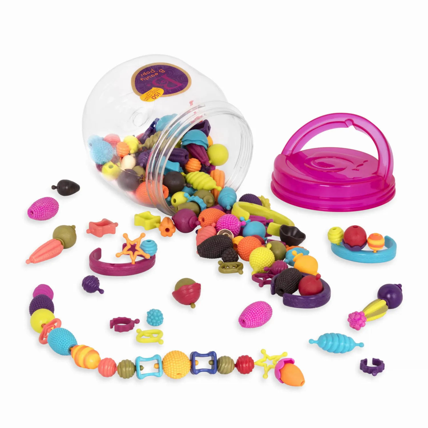 6 Lat+|Biżuteria | B.Toys B.eauty Pops – zestaw do tworzenia biżuterii – 150 elementów