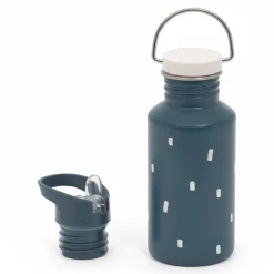 Bidon ze stali nierdzewnej Happy Prints z dodatkową zakrętką z ustnikiem, 500 ml - granatowy