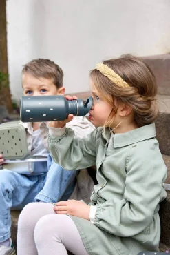 Bidon ze stali nierdzewnej Happy Prints z dodatkową zakrętką z ustnikiem, 500 ml - granatowy