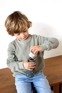 Bidon ze stali nierdzewnej Happy Prints z dodatkową zakrętką z ustnikiem, 500 ml - granatowy