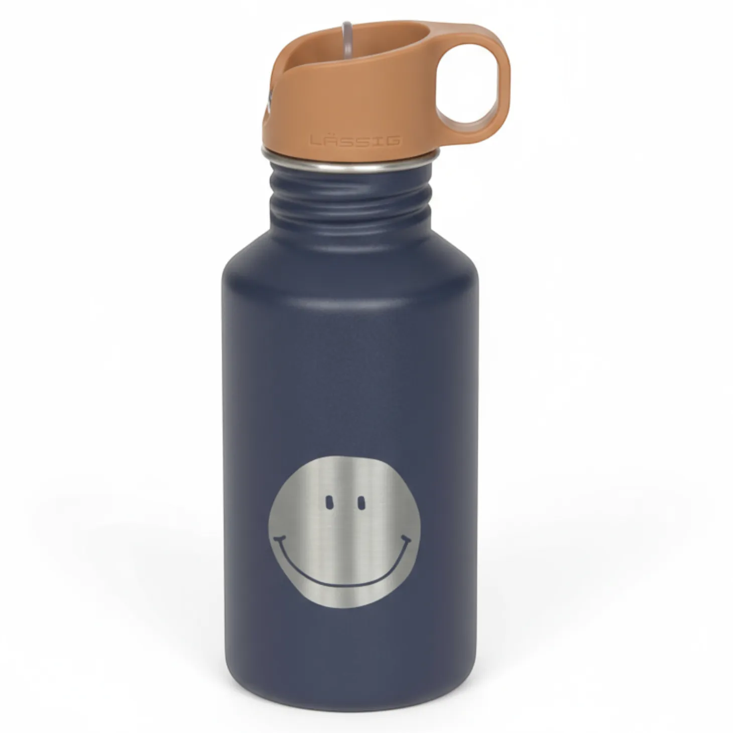 Bidon ze stali nierdzewnej z ustnikiem i uchwytem Little Gang, 500 ml - Smile navy