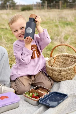 Bidon ze stali nierdzewnej z ustnikiem i uchwytem Little Gang, 500 ml - Smile navy