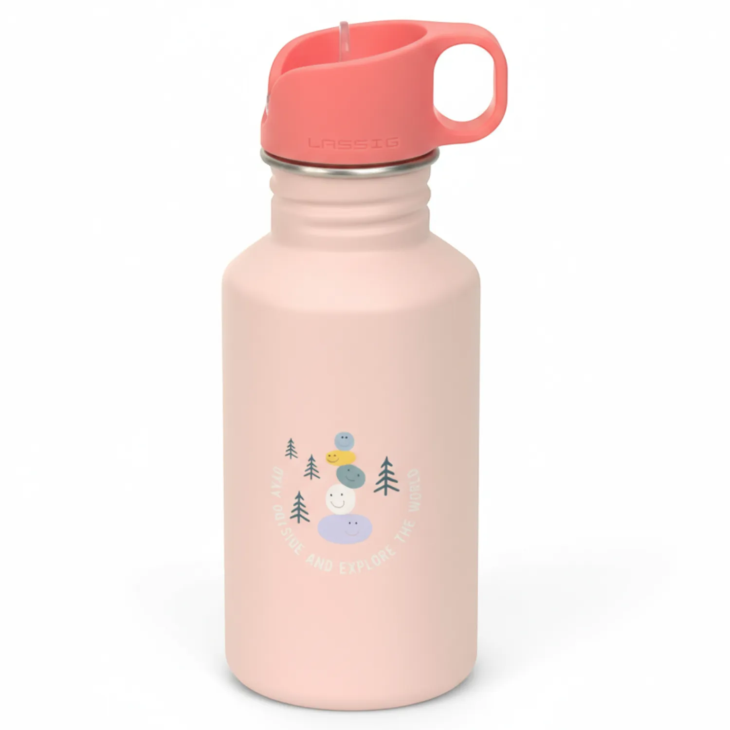 Bidony I Butelki|Bidony I Butelki | Lassig Bidon ze stali nierdzewnej z ustnikiem i uchwytem 500 ml Sunny Explorer rose & pink