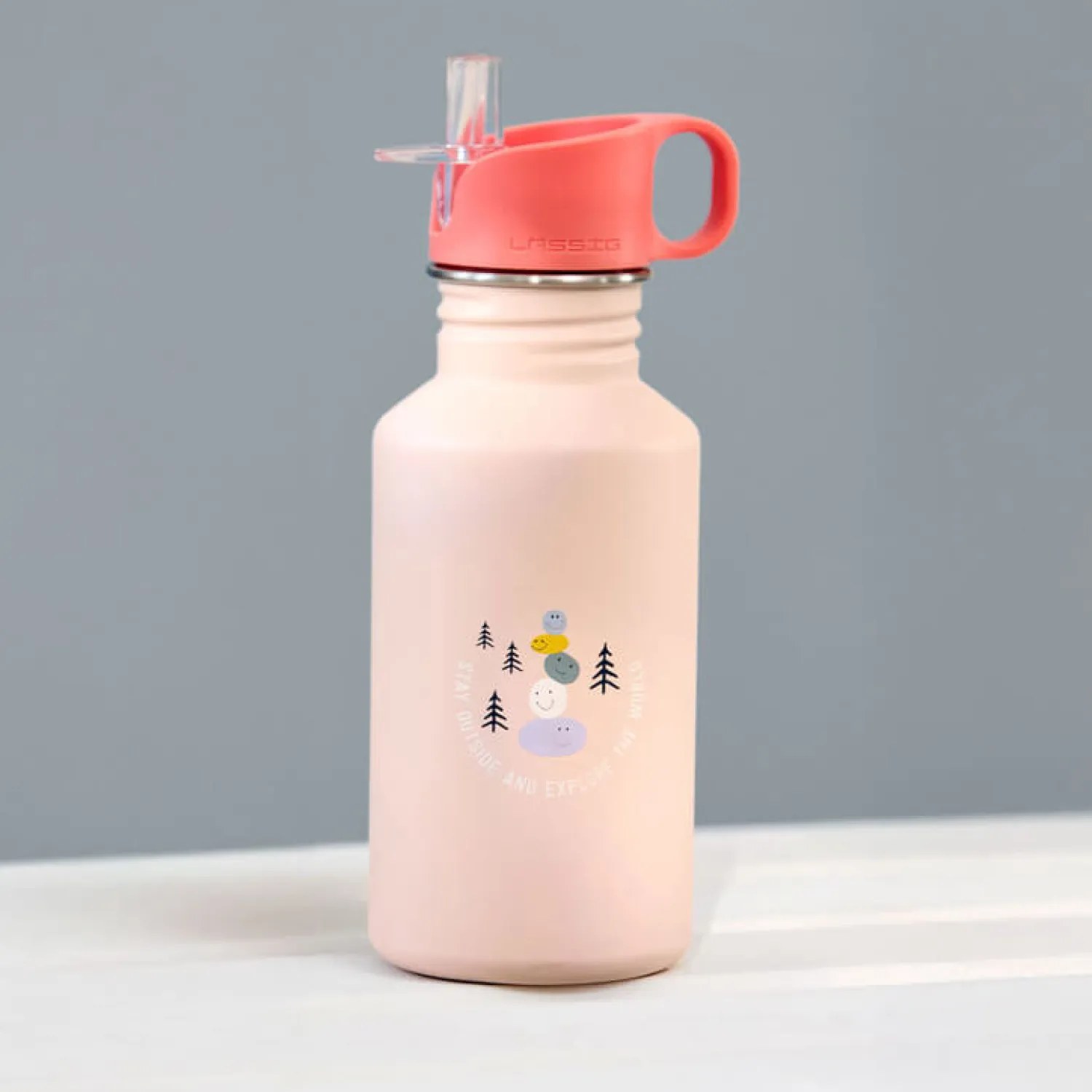 Bidony I Butelki|Bidony I Butelki | Lassig Bidon ze stali nierdzewnej z ustnikiem i uchwytem 500 ml Sunny Explorer rose & pink