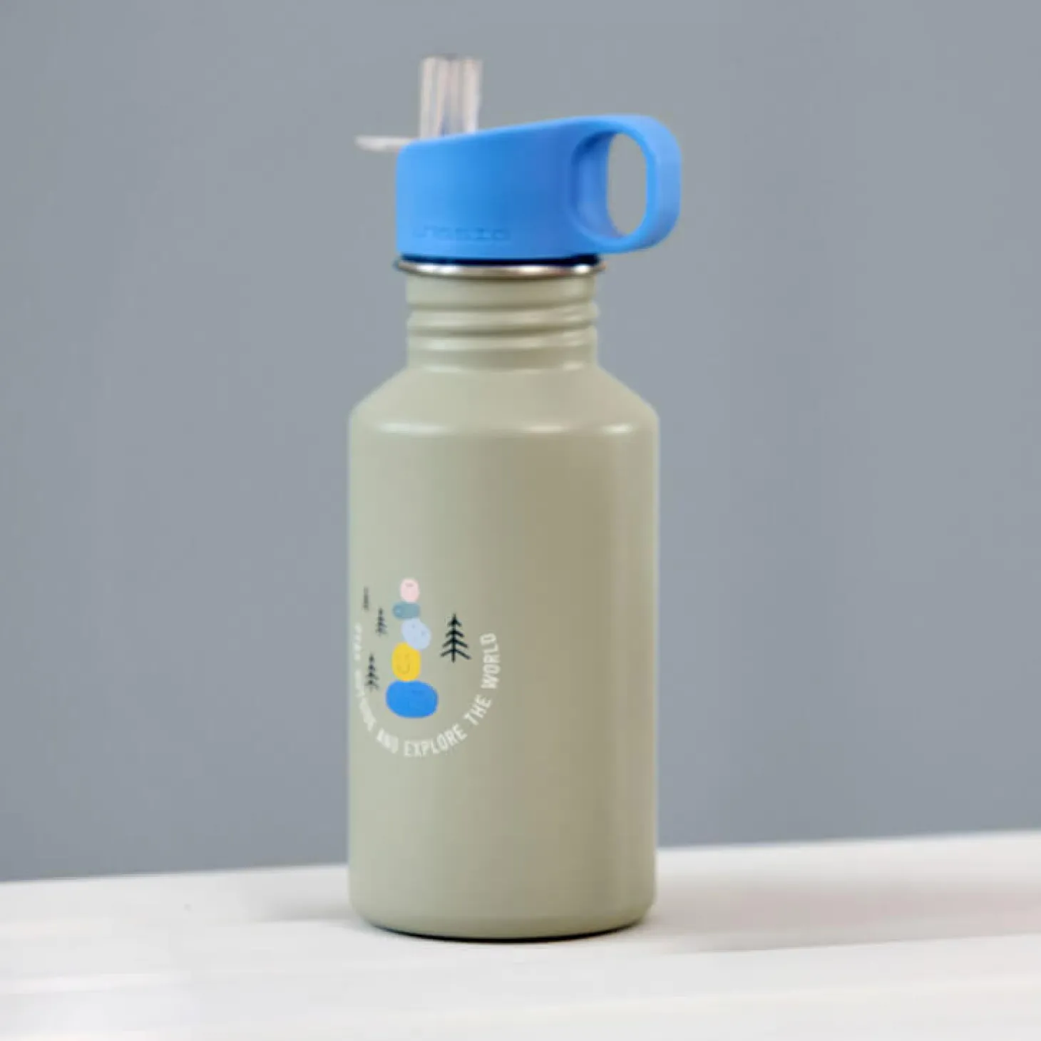 Bidon ze stali nierdzewnej z ustnikiem i uchwytem 500 ml Sunny Explorer green & blue
