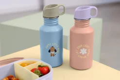 Bidony I Butelki|Bidony I Butelki | Lassig Bidon ze stali nierdzewnej z ustnikiem i uchwytem 500 ml Pattern Party blue & green