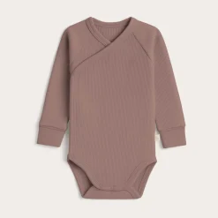 Body|Ubranka Dziecięce | BabySteps Body kopertowe z prążkowanej dzianiny z długim rękawem - Vintage Rose