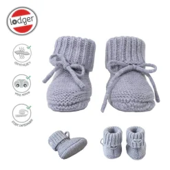 Buciki niechodki z wełny merino 100% - szare Drizzle