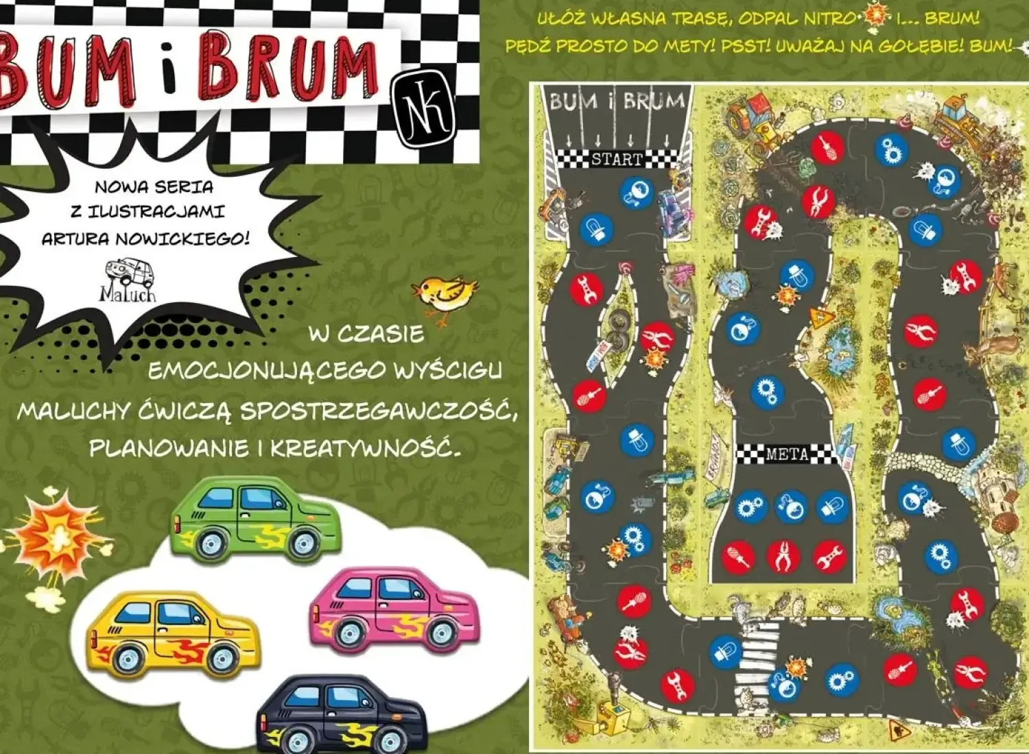 Gry Planszowe|Puzzle | Wydawnictwo Nasza Księgarnia BUM i BRUM. Rajd Malucha