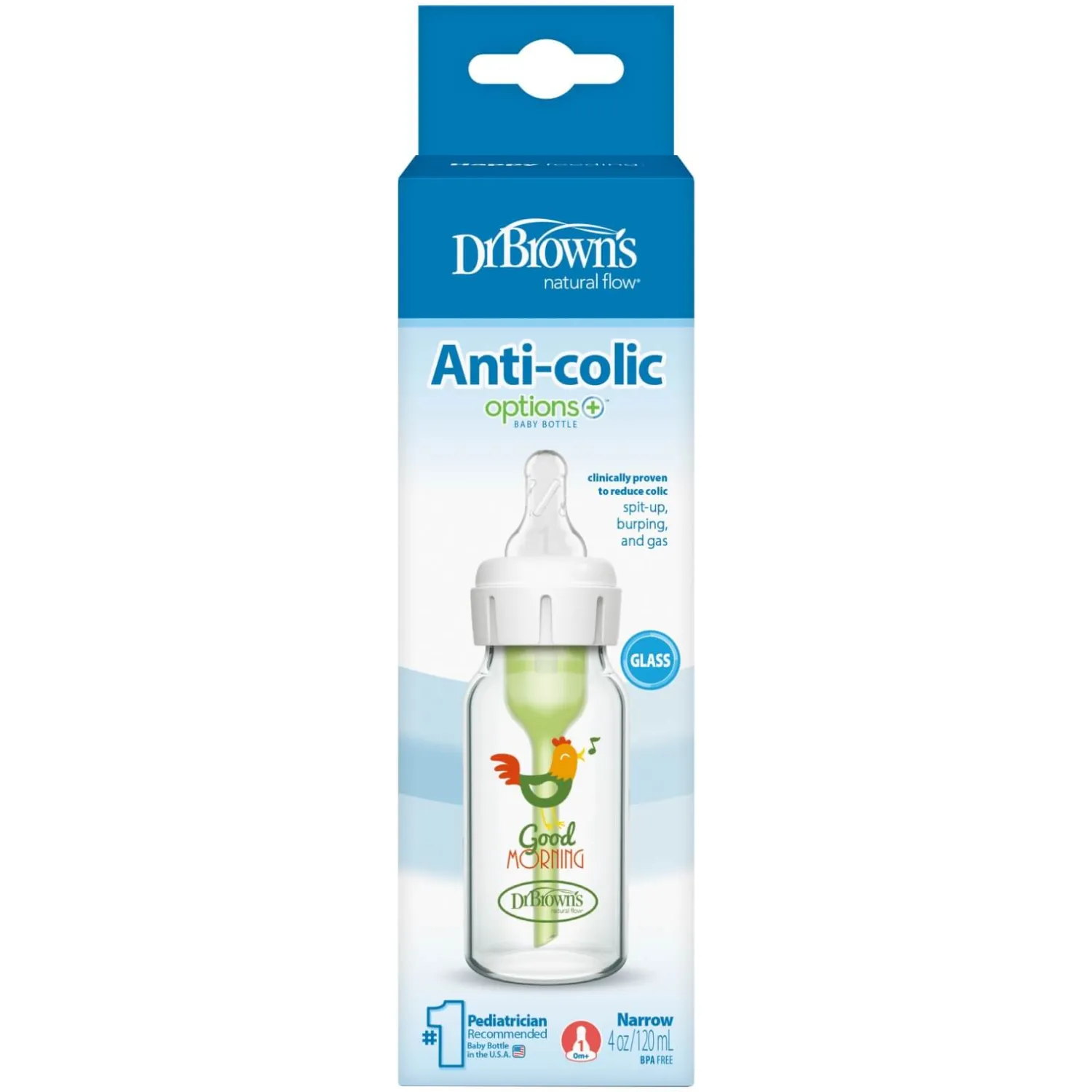 Butelki Do Karmienia|Butelki I Akcesoria | Dr Brown's Butelka do karmienia niemowląt Options+ szkło - kogut, 120ml