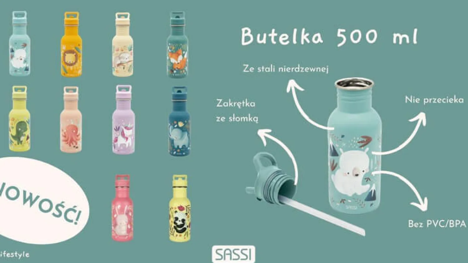 Bidony I Butelki|Bidony I Butelki | SASSI Butelka na wodę bidon 500 ml - Królik