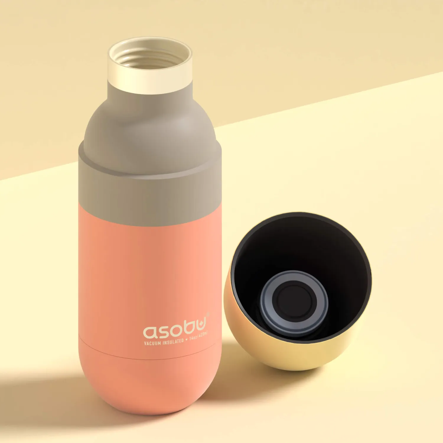 Butelki I Bidony | Asobu Butelka termiczna Orb, 420 ml - pastelowy brzoskwiniowy