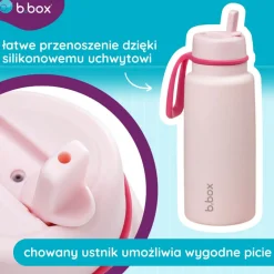 Bidony I Butelki|Butelki I Bidony | b.box Butelka termiczna ze składanym ustnikiem, termos ze stali nierdzewnej - Pink Paradise, 1l