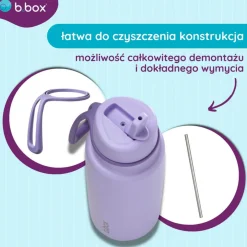 Butelka termiczna ze składanym ustnikiem, termos ze stali nierdzewnej - Lilac Love, 1l
