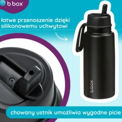Bidony I Butelki|Butelki I Bidony | b.box Butelka termiczna ze składanym ustnikiem, termos ze stali nierdzewnej - Deep Space, 1l