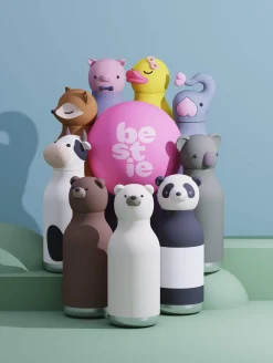 Butelka termiczna ze słomką Bestie, 460 ml - Świnka