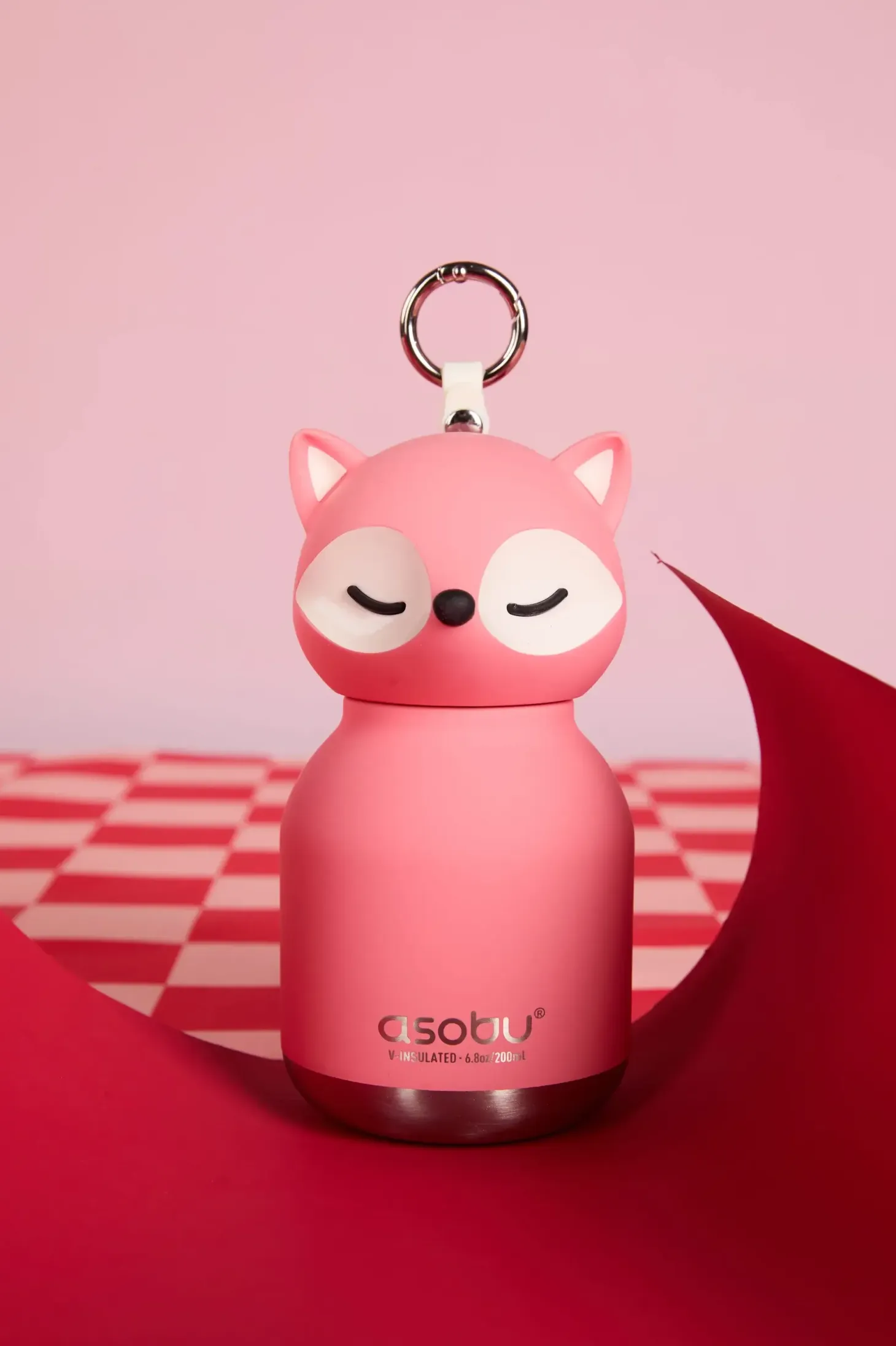 Butelka termiczna ze słomką Mini Bestie, 200 ml - Różowy Lis