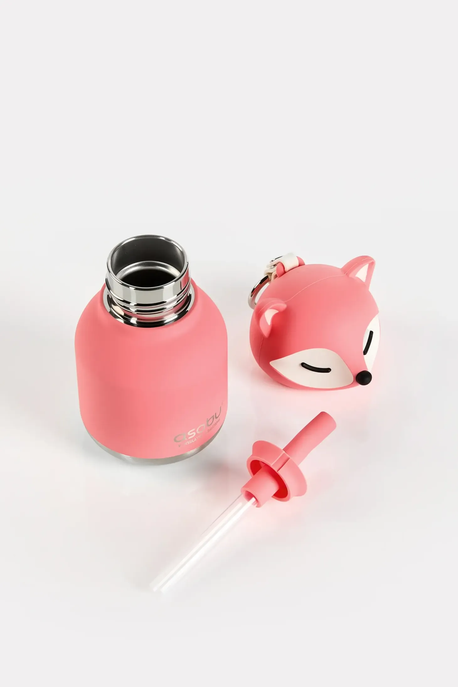 Butelka termiczna ze słomką Mini Bestie, 200 ml - Różowy Lis