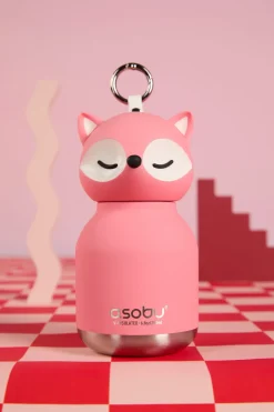 Butelka termiczna ze słomką Mini Bestie, 200 ml - Różowy Lis