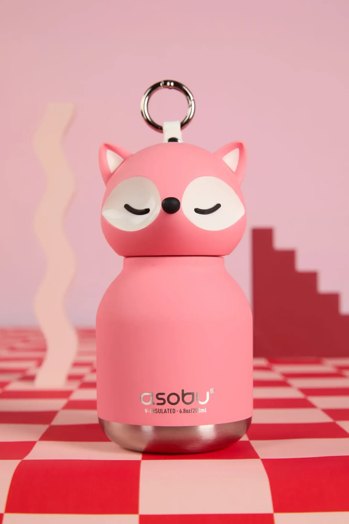 Butelka termiczna ze słomką Mini Bestie, 200 ml - Różowy Lis