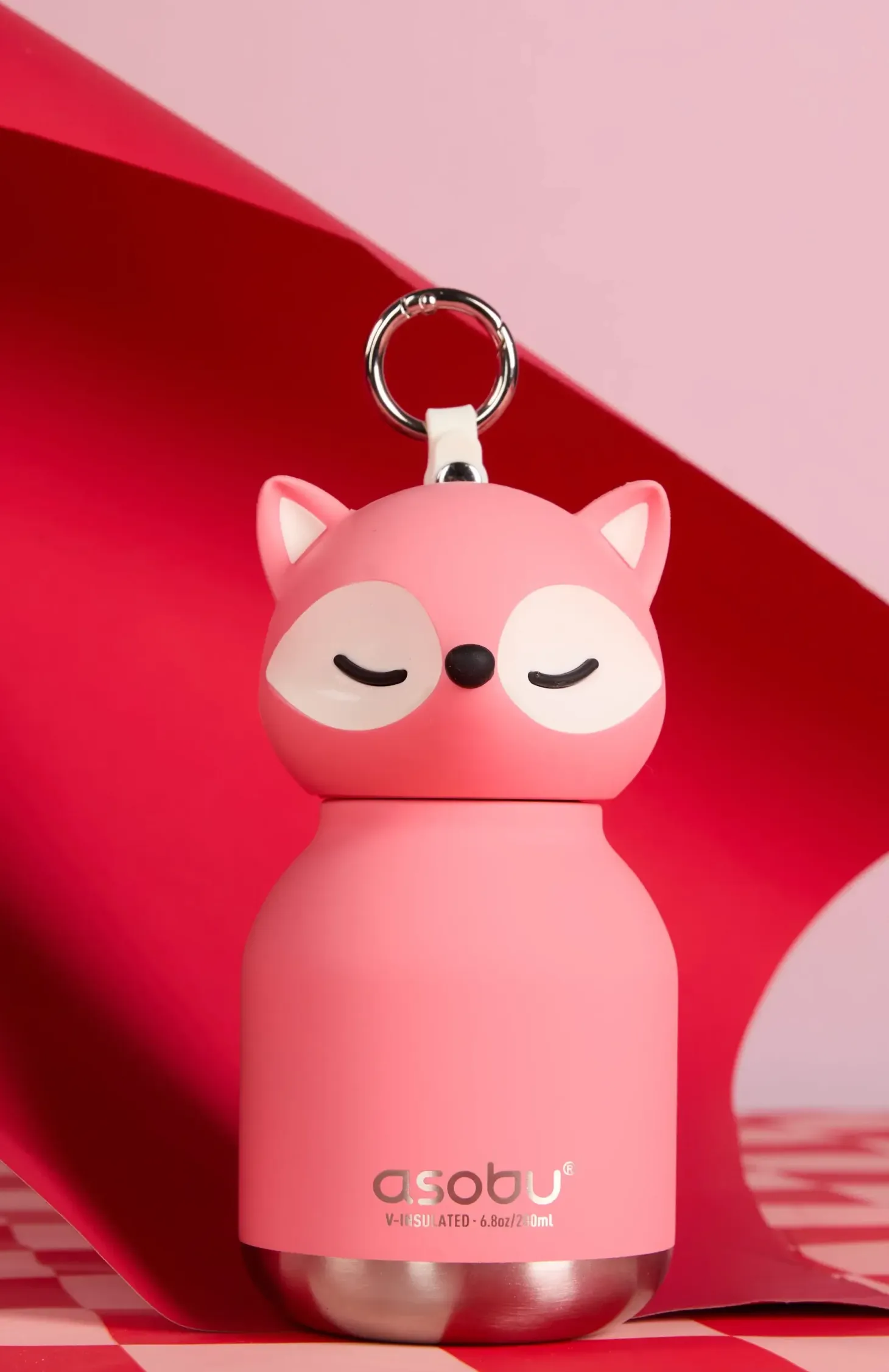 Butelka termiczna ze słomką Mini Bestie, 200 ml - Różowy Lis
