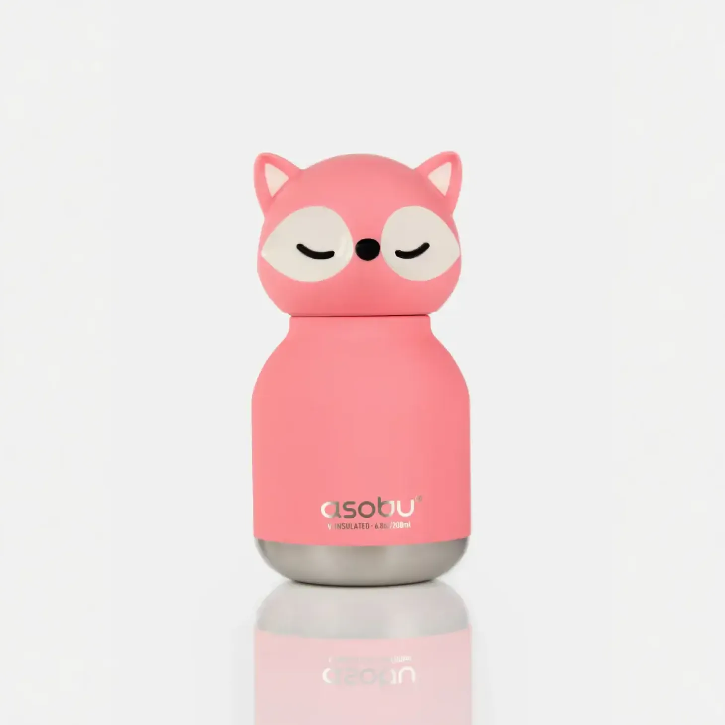 Butelka termiczna ze słomką Mini Bestie, 200 ml - Różowy Lis