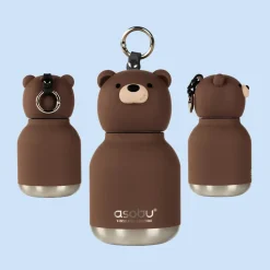 Bidony I Butelki|Bidony I Butelki | Asobu Butelka termiczna ze słomką Mini Bestie, 200 ml - Brązowy Niedźwiedź