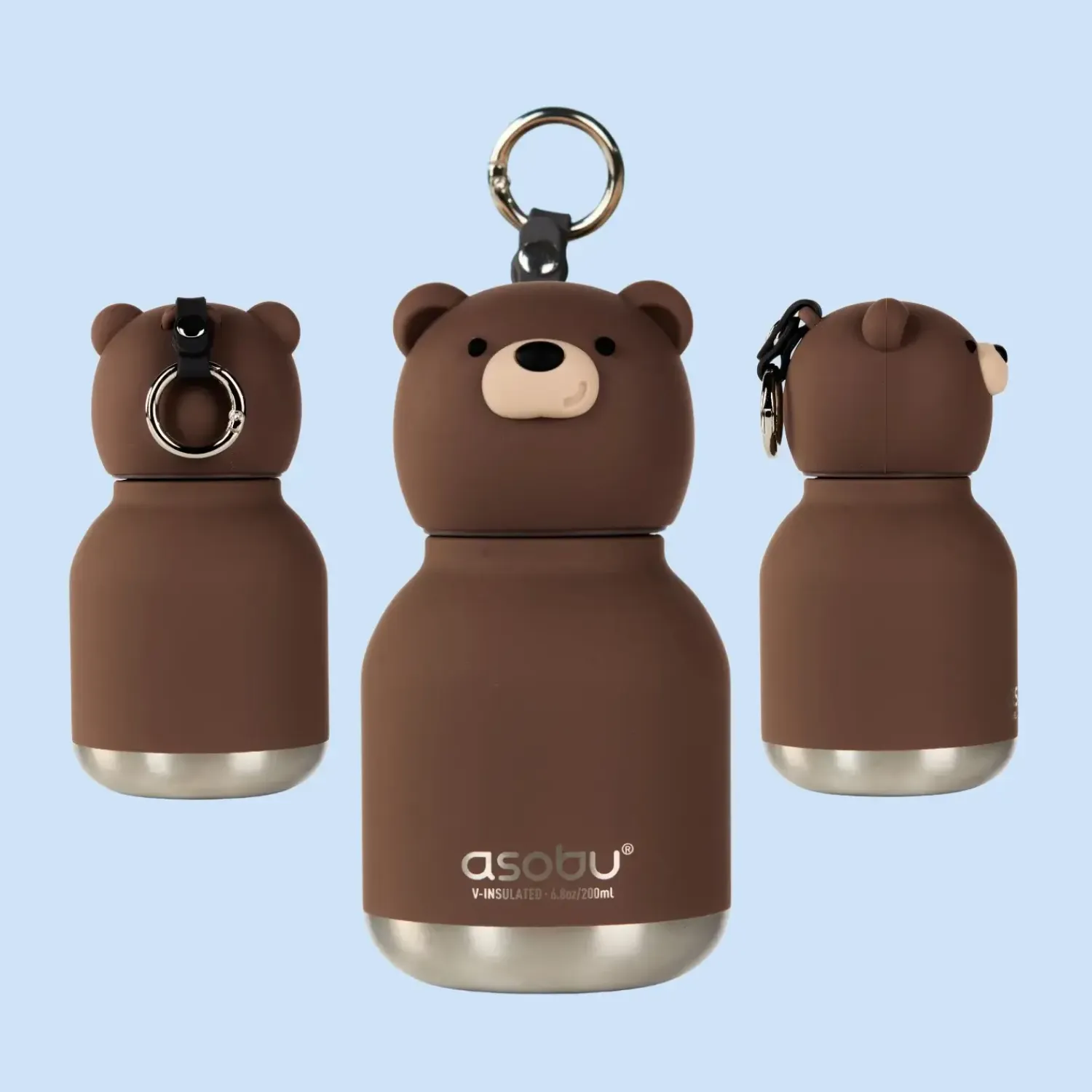 Bidony I Butelki|Bidony I Butelki | Asobu Butelka termiczna ze słomką Mini Bestie, 200 ml - Brązowy Niedźwiedź