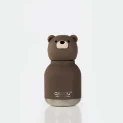Bidony I Butelki|Bidony I Butelki | Asobu Butelka termiczna ze słomką Mini Bestie, 200 ml - Brązowy Niedźwiedź