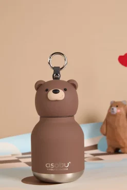 Bidony I Butelki|Bidony I Butelki | Asobu Butelka termiczna ze słomką Mini Bestie, 200 ml - Brązowy Niedźwiedź