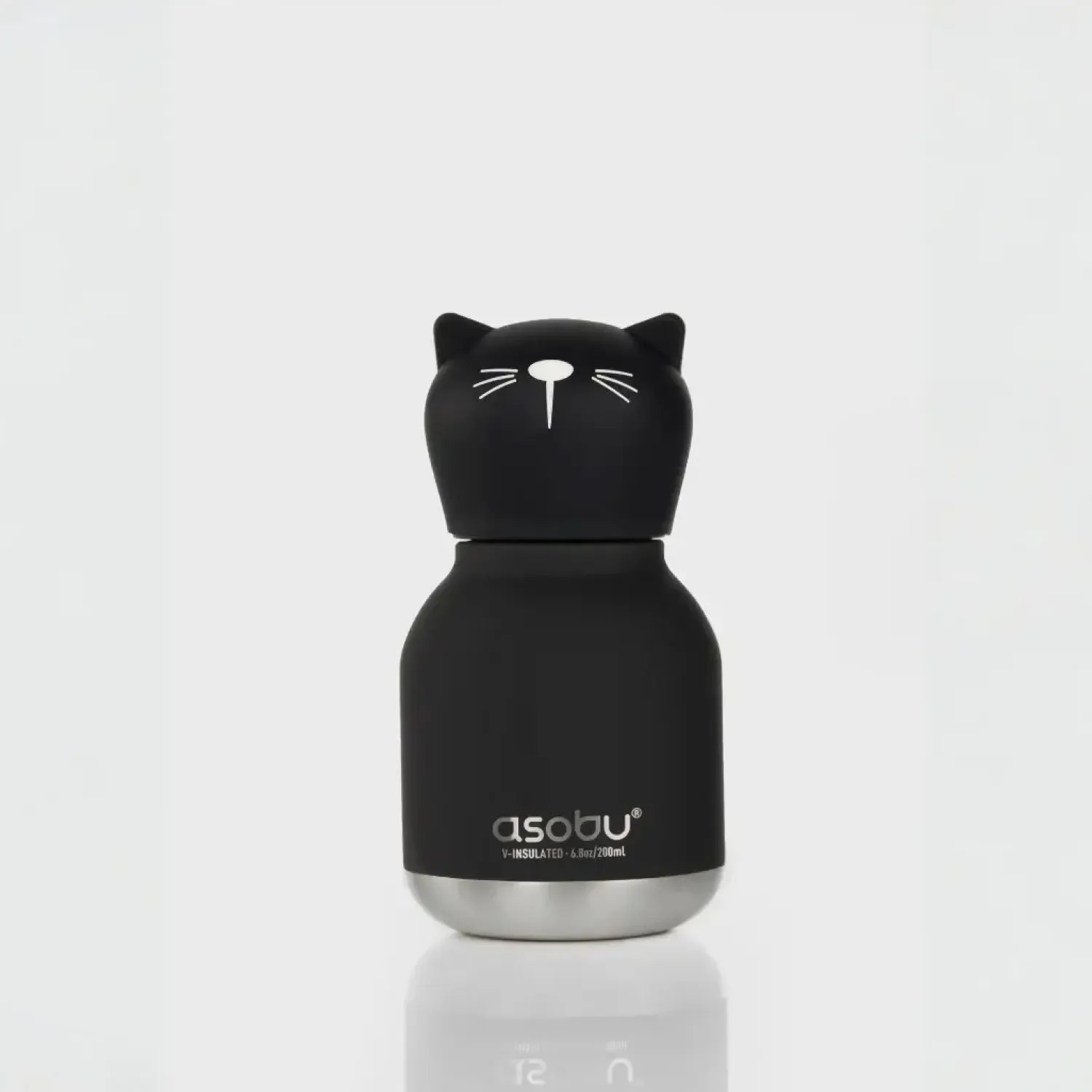 Bidony I Butelki|Bidony I Butelki | Asobu Butelka termiczna ze słomką Mini Bestie, 200 ml - Czarny Kot