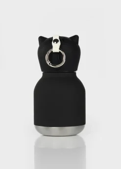 Bidony I Butelki|Bidony I Butelki | Asobu Butelka termiczna ze słomką Mini Bestie, 200 ml - Czarny Kot