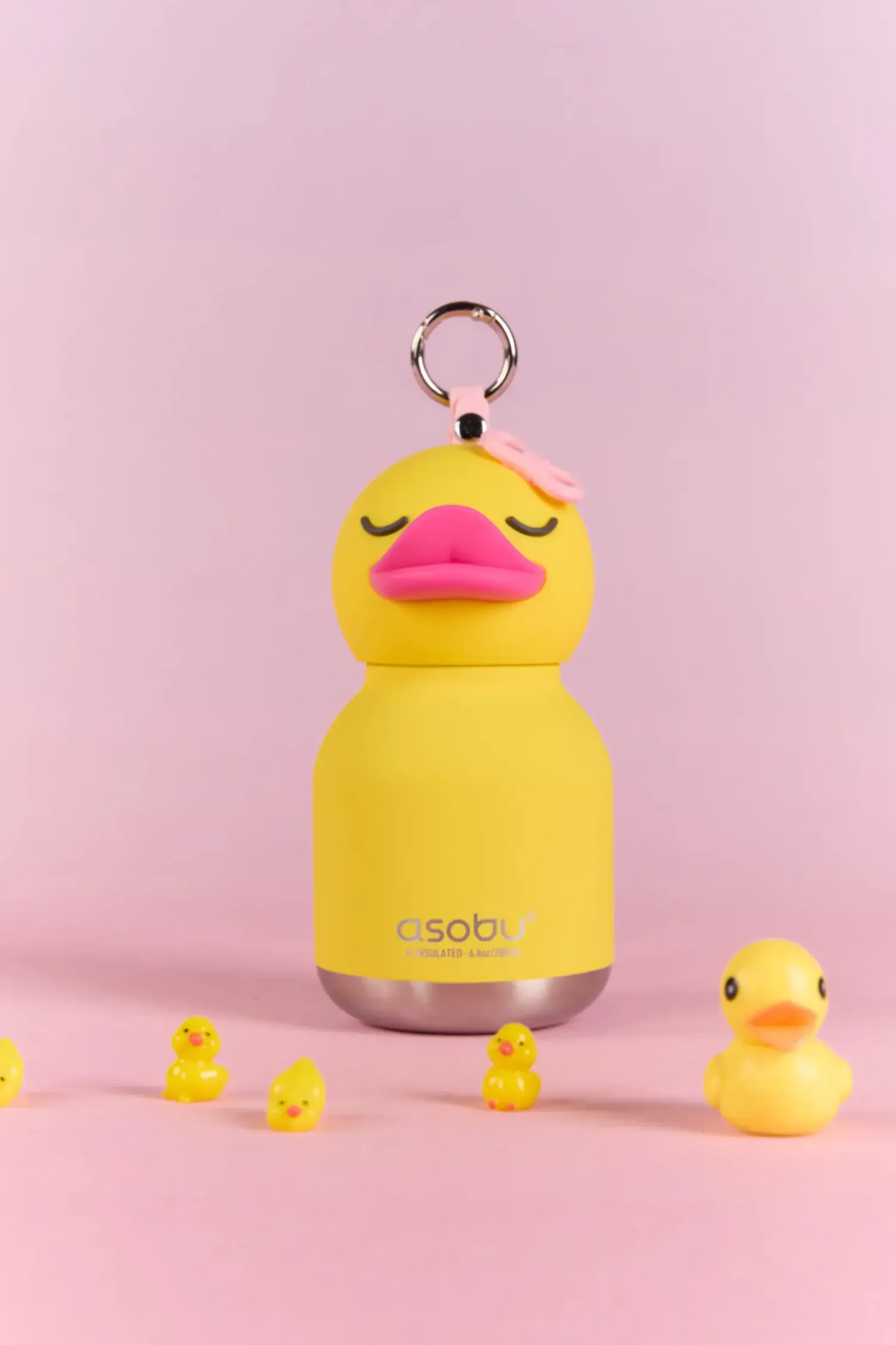 Bidony I Butelki|Bidony I Butelki | Asobu Butelka termiczna ze słomką Mini Bestie, 200 ml - Kaczuszka