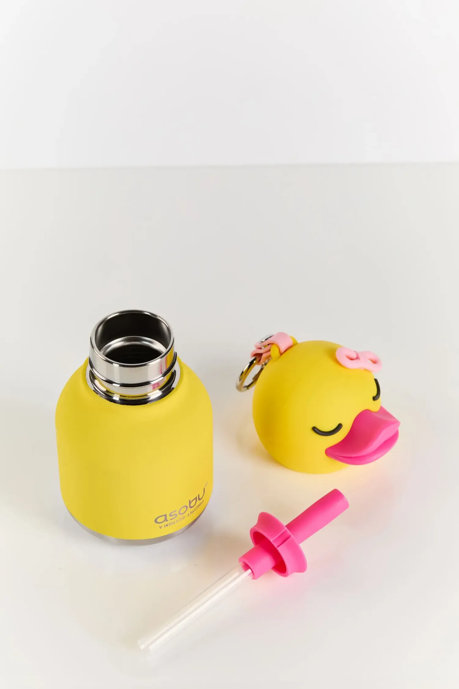 Bidony I Butelki|Bidony I Butelki | Asobu Butelka termiczna ze słomką Mini Bestie, 200 ml - Kaczuszka