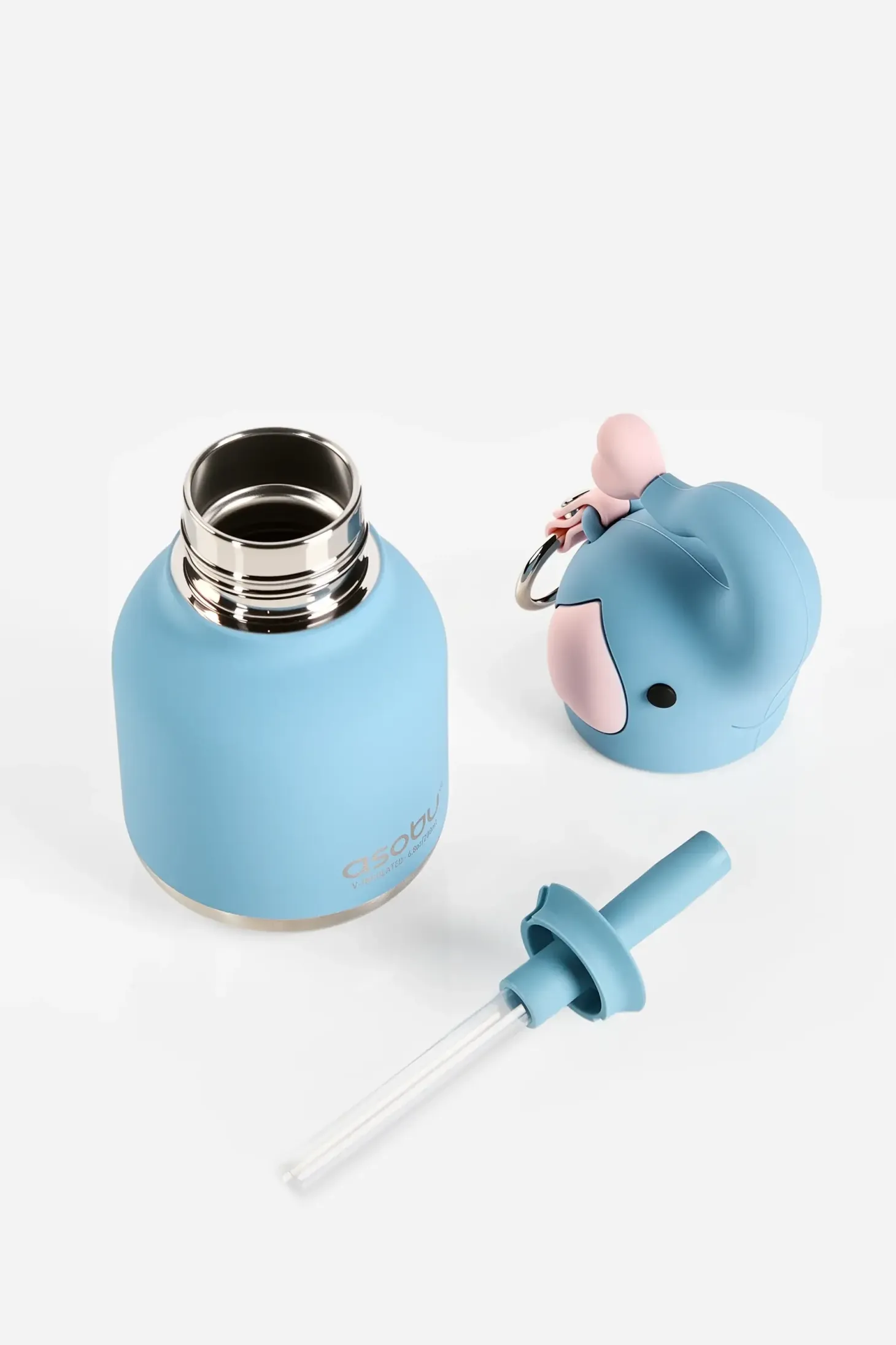 Butelka termiczna ze słomką Mini Bestie, 200 ml - Słoń