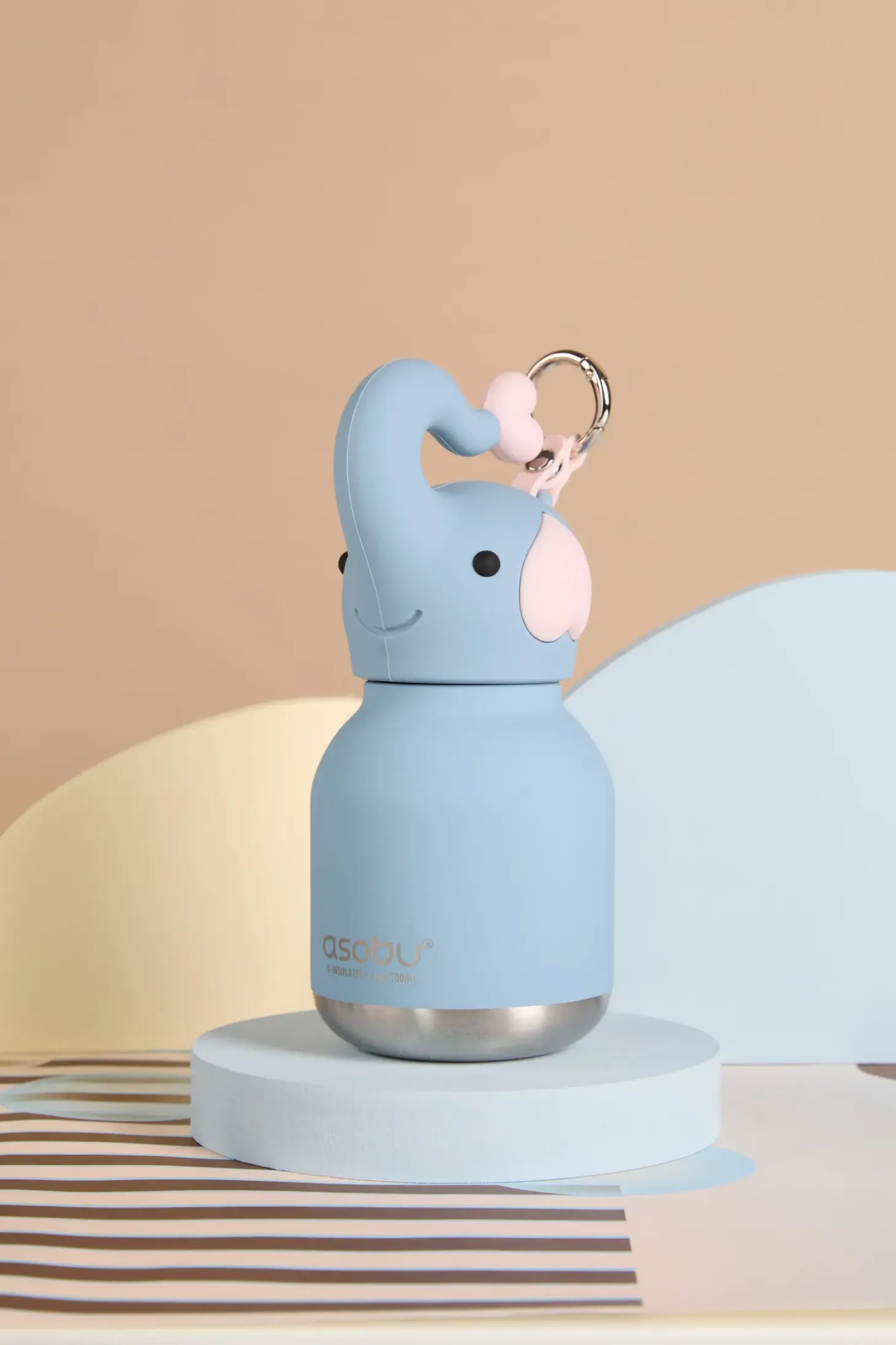 Butelka termiczna ze słomką Mini Bestie, 200 ml - Słoń