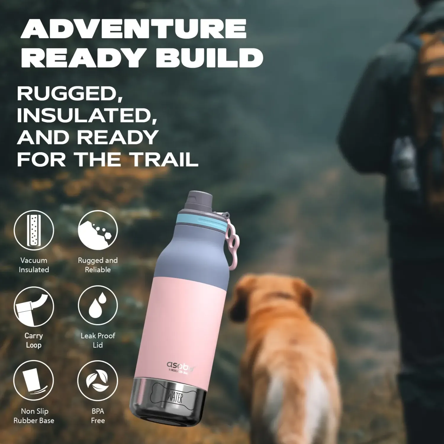 Ułatwiacze Życia|Butelki I Bidony | Asobu Butelka z miskami dla psa Buddy, 1L - pastel pink