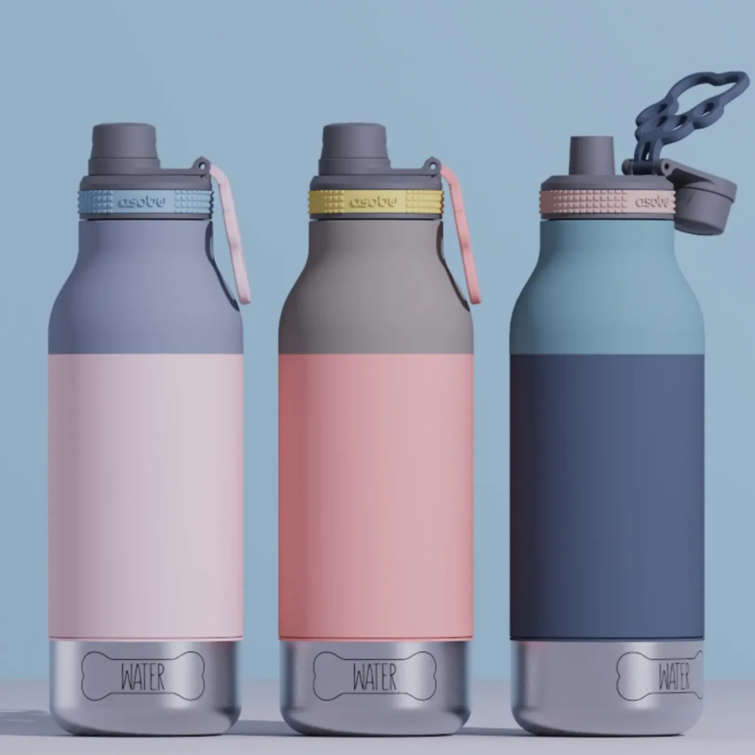 Ułatwiacze Życia|Butelki I Bidony | Asobu Butelka z miskami dla psa Buddy, 1L - pastel pink
