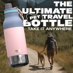 Ułatwiacze Życia|Butelki I Bidony | Asobu Butelka z miskami dla psa Buddy, 1L - pastel pink
