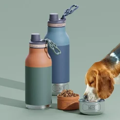 Ułatwiacze Życia|Butelki I Bidony | Asobu Butelka z miskami dla psa Buddy, 1L - pastel green